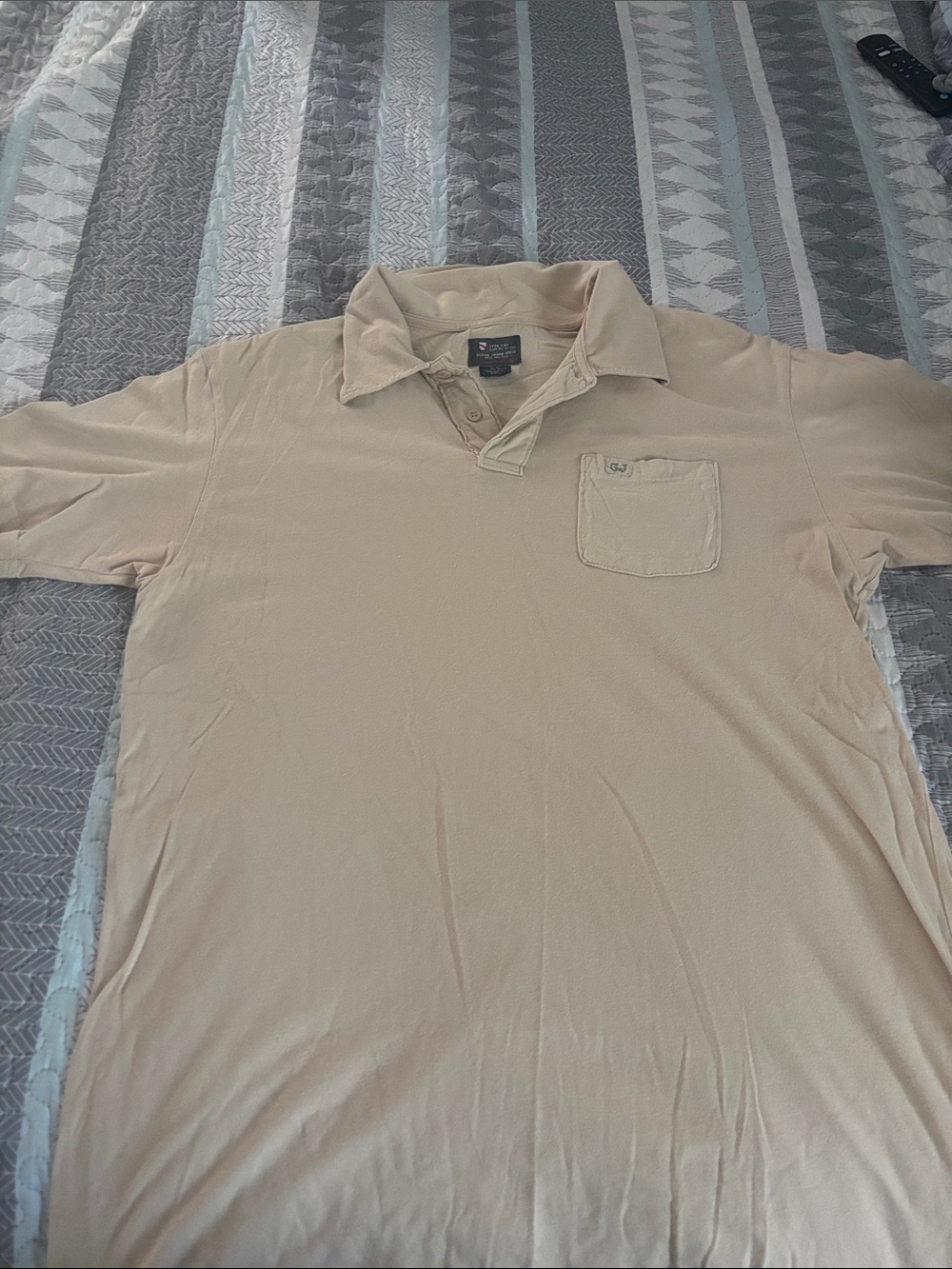 Guess Men's Beige Polo Shirt with Chest Pocket